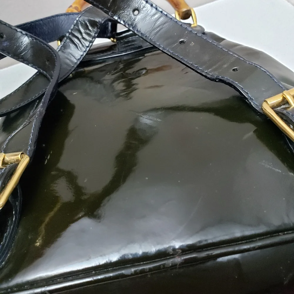 Authentic GUCCI Bamboo Backpack Enamel Black - Picture 14 of 14